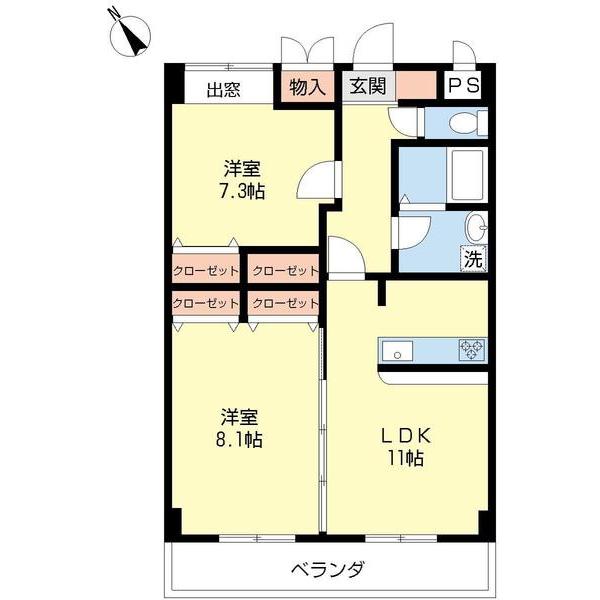 シルクロード(2LDK/5階)の間取り写真