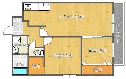アヴェニール松が丘(2LDK/5階)の間取り写真