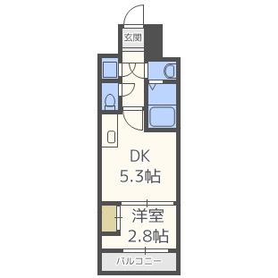 SERENITE本町REFLET(1DK/4階)の間取り写真