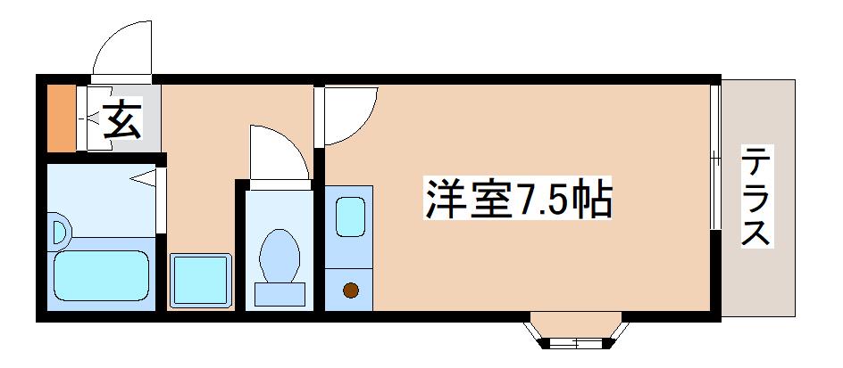 月見山ハイツ(ワンルーム/1階)の間取り写真