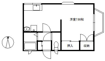 TSハウス(1DK/1階)の間取り写真