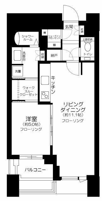 ドゥ・トゥール イースト棟(1LDK/47階)の間取り写真
