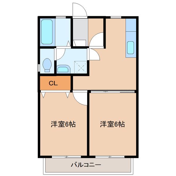 KS塩浜(2DK/2階)の間取り写真
