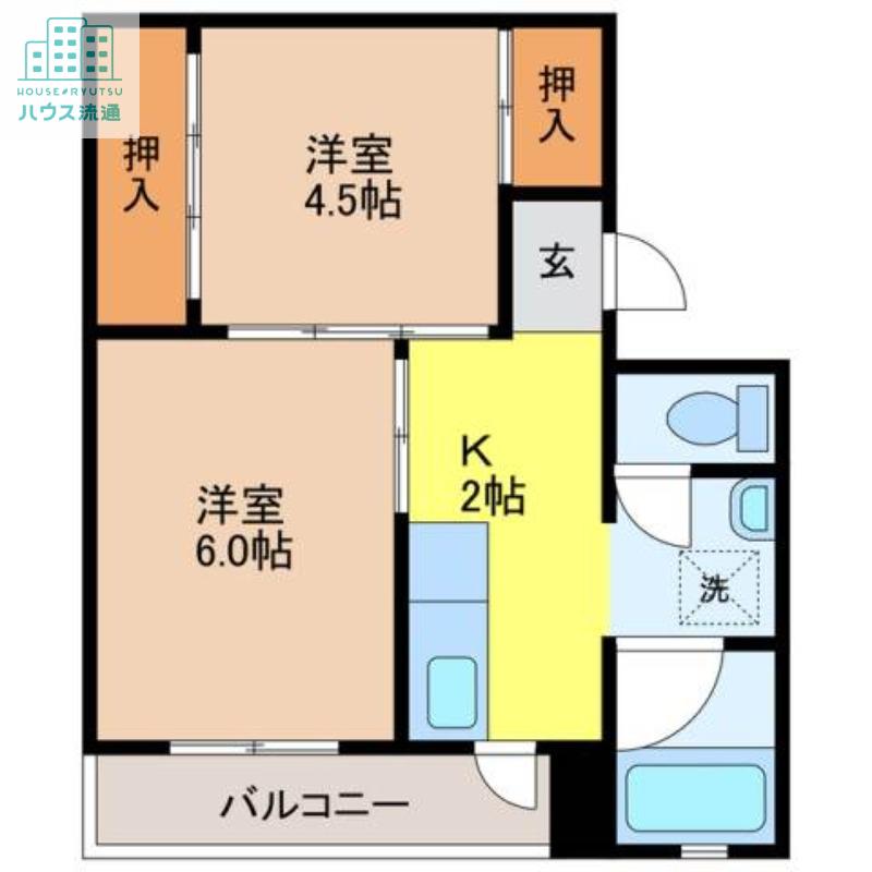 ビレッジハウス琴海I(2K/4階)の間取り写真