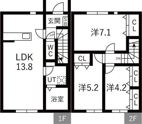 グランルーク(3LDK/1階)の間取り写真