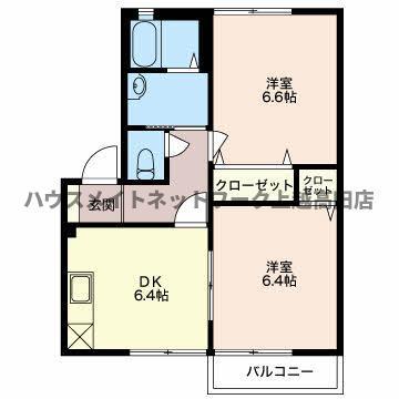 アペックス(2DK/1階)の間取り写真