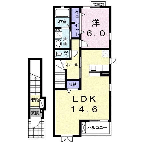 ショコラ A(1LDK/2階)の間取り写真