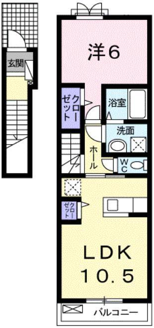 メゾン クレール III(1LDK/2階)の間取り写真