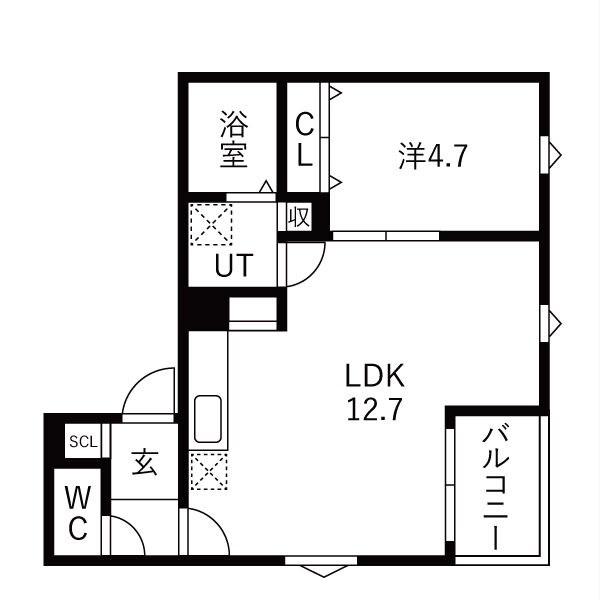 COURAGE宝生町(1LDK/2階)の間取り写真