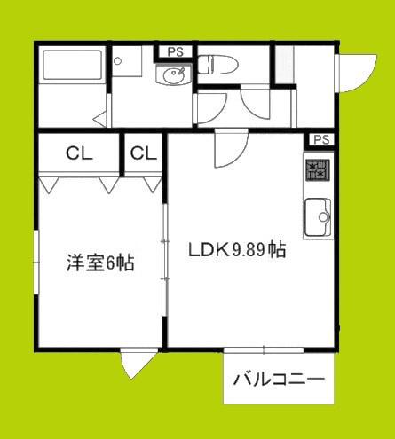 LA-CREA茨木寺田町(1LDK/2階)の間取り写真