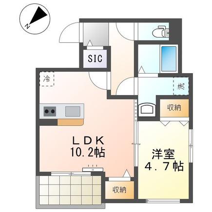 ラ・ロンディーネ(1LDK/2階)の間取り写真