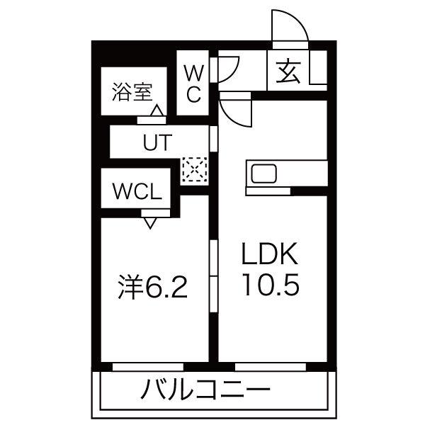 ラ・トゥール三条(1LDK/3階)の間取り写真