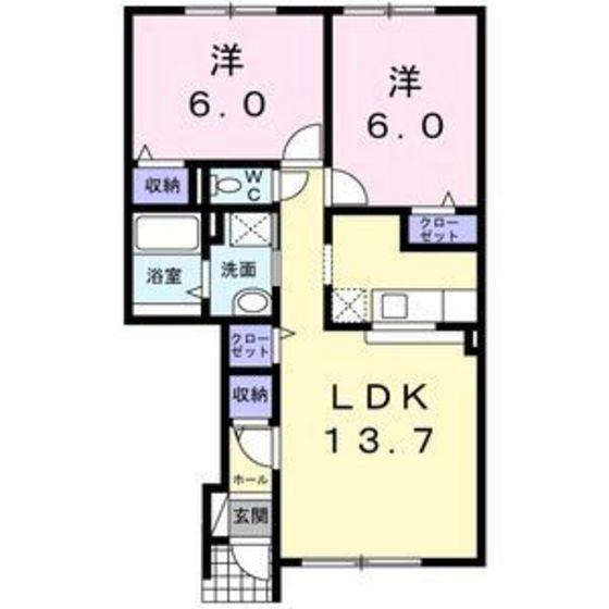 サニーベルレジデンス(2LDK/1階)の間取り写真