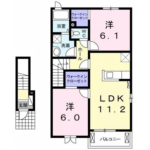 アルメリア(2LDK/2階)の間取り写真