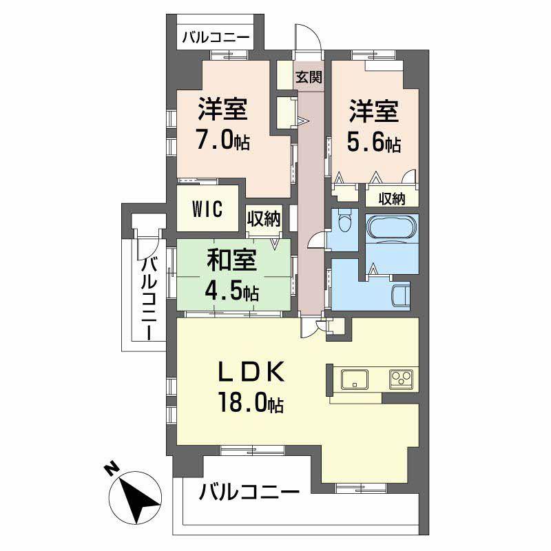 スカイアヴェニュー(3LDK/2階)の間取り写真