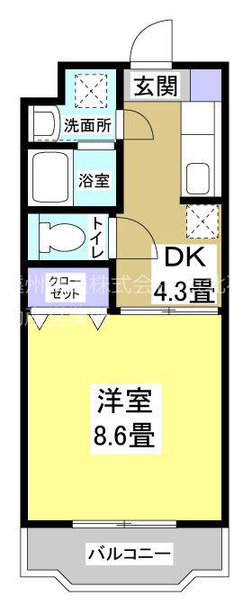 AIMER泉(1DK/2階)の間取り写真