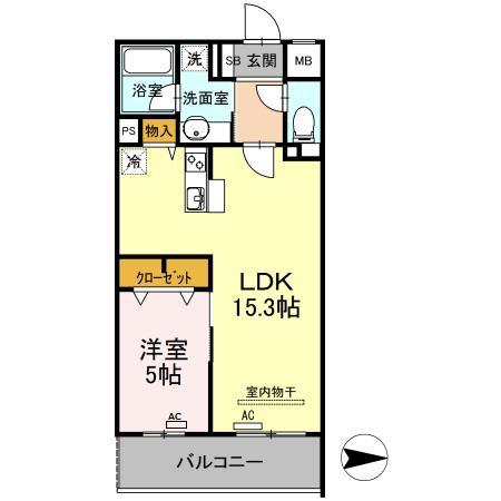 DIMORARE(1LDK/1階)の間取り写真