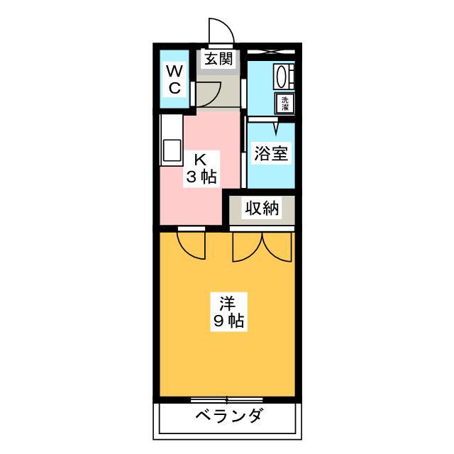 ウエストブルー(1K/1階)の間取り写真