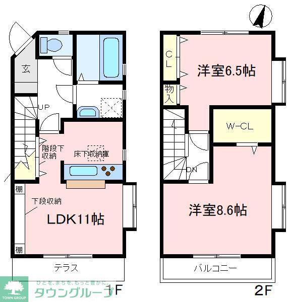 グリーンヒルズW(2LDK/1階)の間取り写真