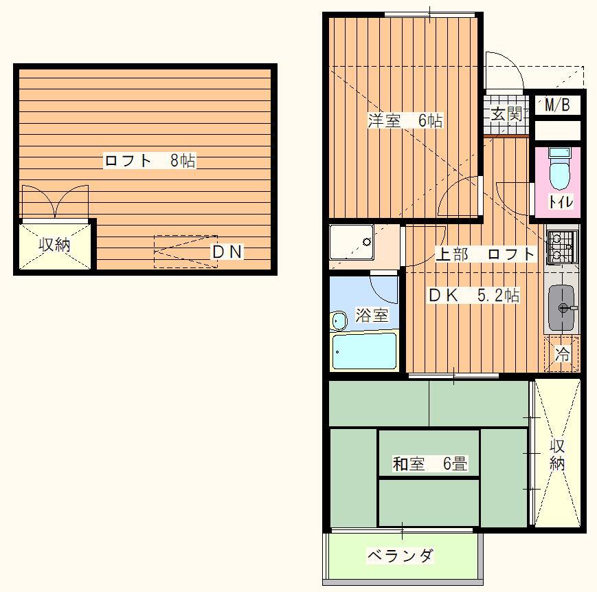 マロニエハイツ(2DK/2階)の間取り写真