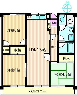 ヴィラ海老名(3LDK/2階)の間取り写真