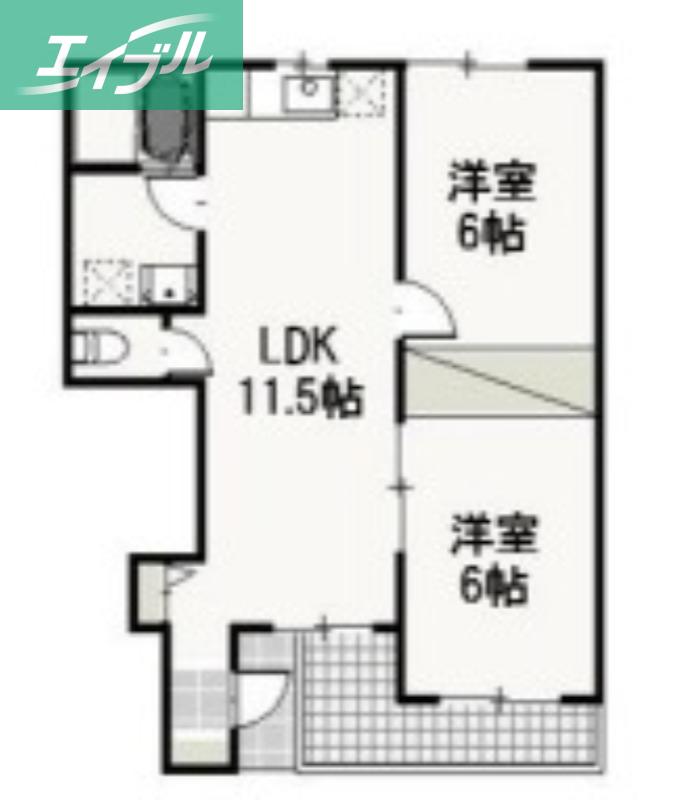 アドヴァンスSHII(2LDK/1階)の間取り写真