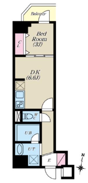 S-RESIDENCE菊川RIVIE(1DK/4階)の間取り写真