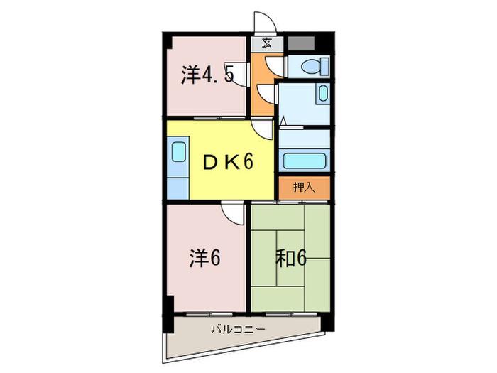 フローラルハイツ・ダイキⅡ(3DK/1階)の間取り写真