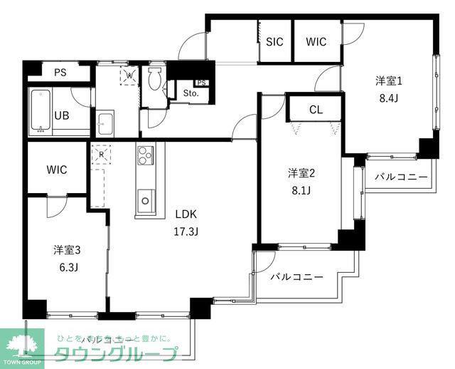 S A N S E Z O N I(3LDK/5階)の間取り写真