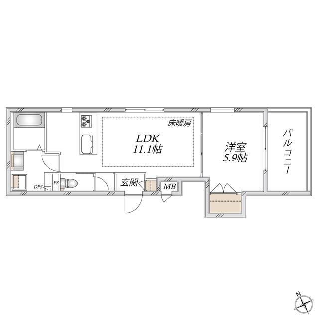 スカイメゾンYAWATA(1LDK/3階)の間取り写真