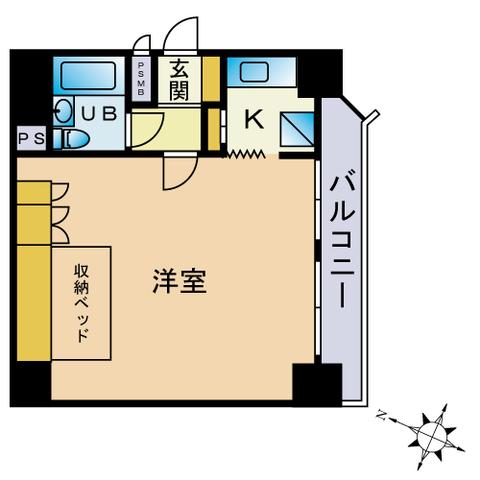 グランピア博多駅前(1K/4階)の間取り写真