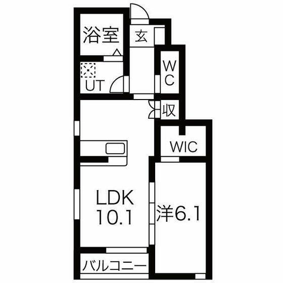COCO BRUNAA棟 202 6/中旬(1LDK/2階)の間取り写真