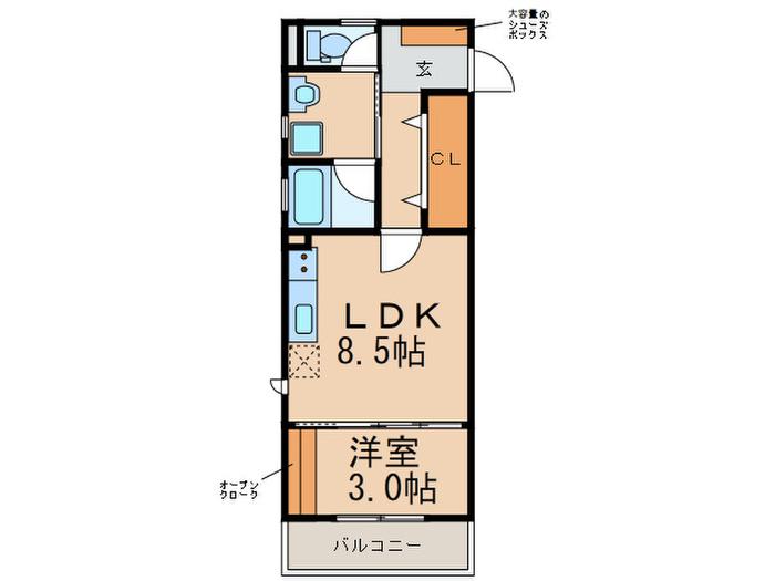 エリーナプラザ吉塚駅南(1LDK/2階)の間取り写真