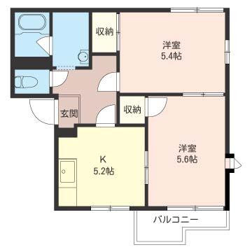 ブレーメンさがみ野(2K/2階)の間取り写真