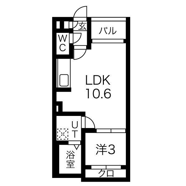 REGALEST植田(1LDK/1階)の間取り写真