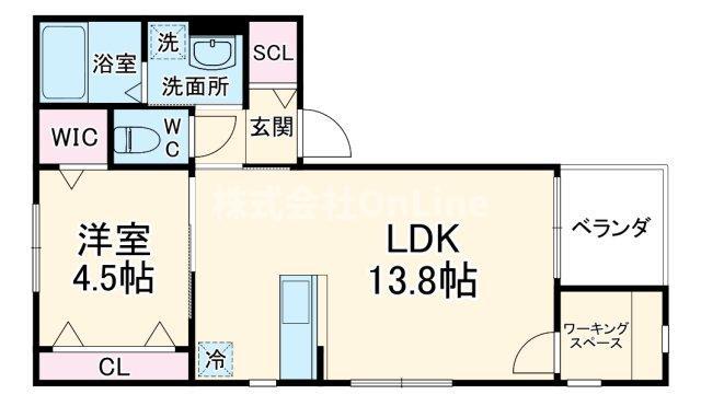 ドムスウエスト(1LDK/1階)の間取り写真