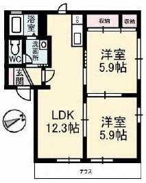 シャーメゾン和A棟(2LDK/1階)の間取り写真