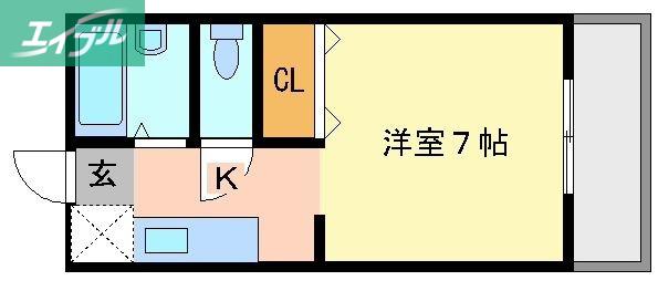 ハイムティファニー青江(1K/1階)の間取り写真