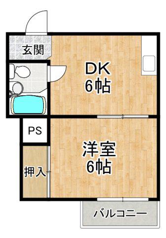 ペパーミントハウス狭山(1DK/2階)の間取り写真