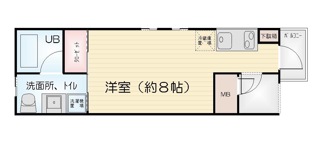 プレジール(ワンルーム/2階)の間取り写真