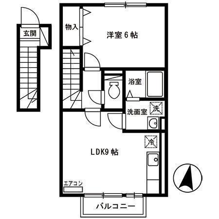 アメニティおおうち D(1LDK/2階)の間取り写真