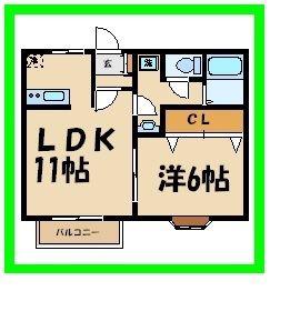 シャインホーム(1LDK/1階)の間取り写真