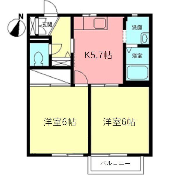 シティーメゾンふるきIII(2K/2階)の間取り写真