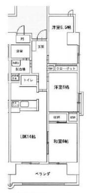 ハーモニー三幸(3LDK/5階)の間取り写真