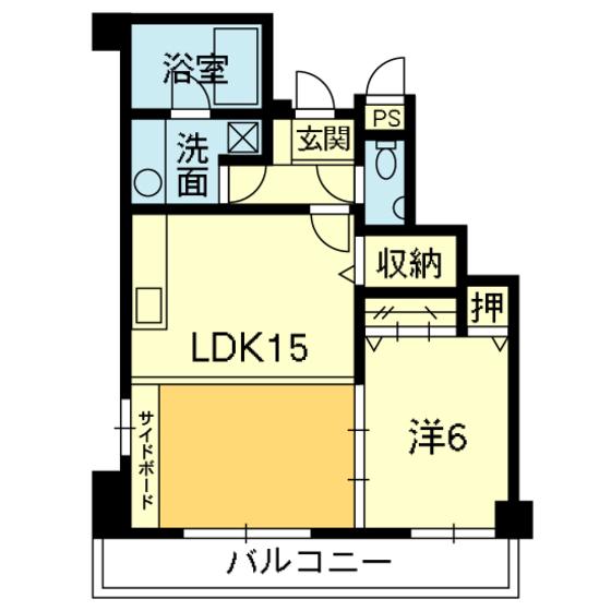 ラ・ブレッツア新屋敷南(1LDK/4階)の間取り写真