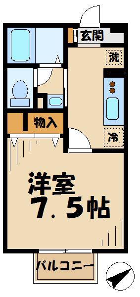 モンターニャ(1K/1階)の間取り写真
