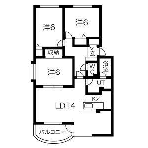 ウイングコート(3LDK/4階)の間取り写真