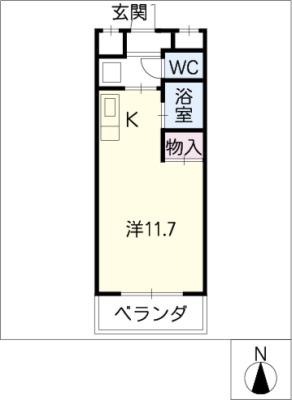 URBAN STAGE SHAMROCK(ワンルーム/4階)の間取り写真