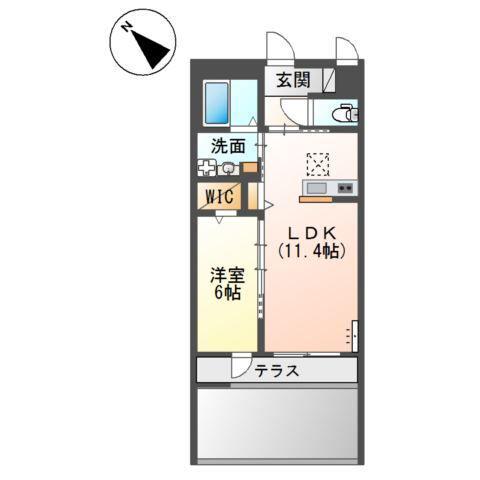 泉大津市千原町アパート(1LDK/1階)の間取り写真