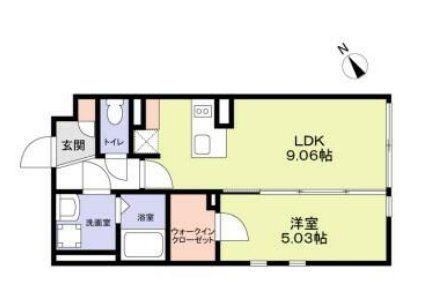 ザレジデンス市谷台町(1LDK/1階)の間取り写真